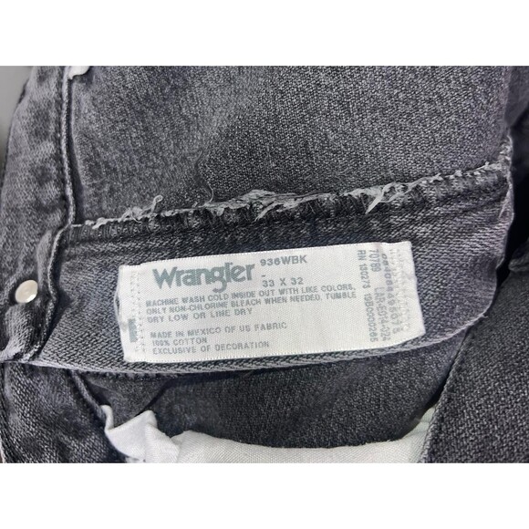 Vintage Wrangler 936WBK Cowboy Cut Slim Fit Mens Jeans 33x32 Black Distress - Picture 2 of 4